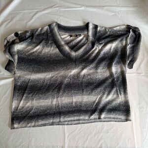 Black and White V Neck Blouse